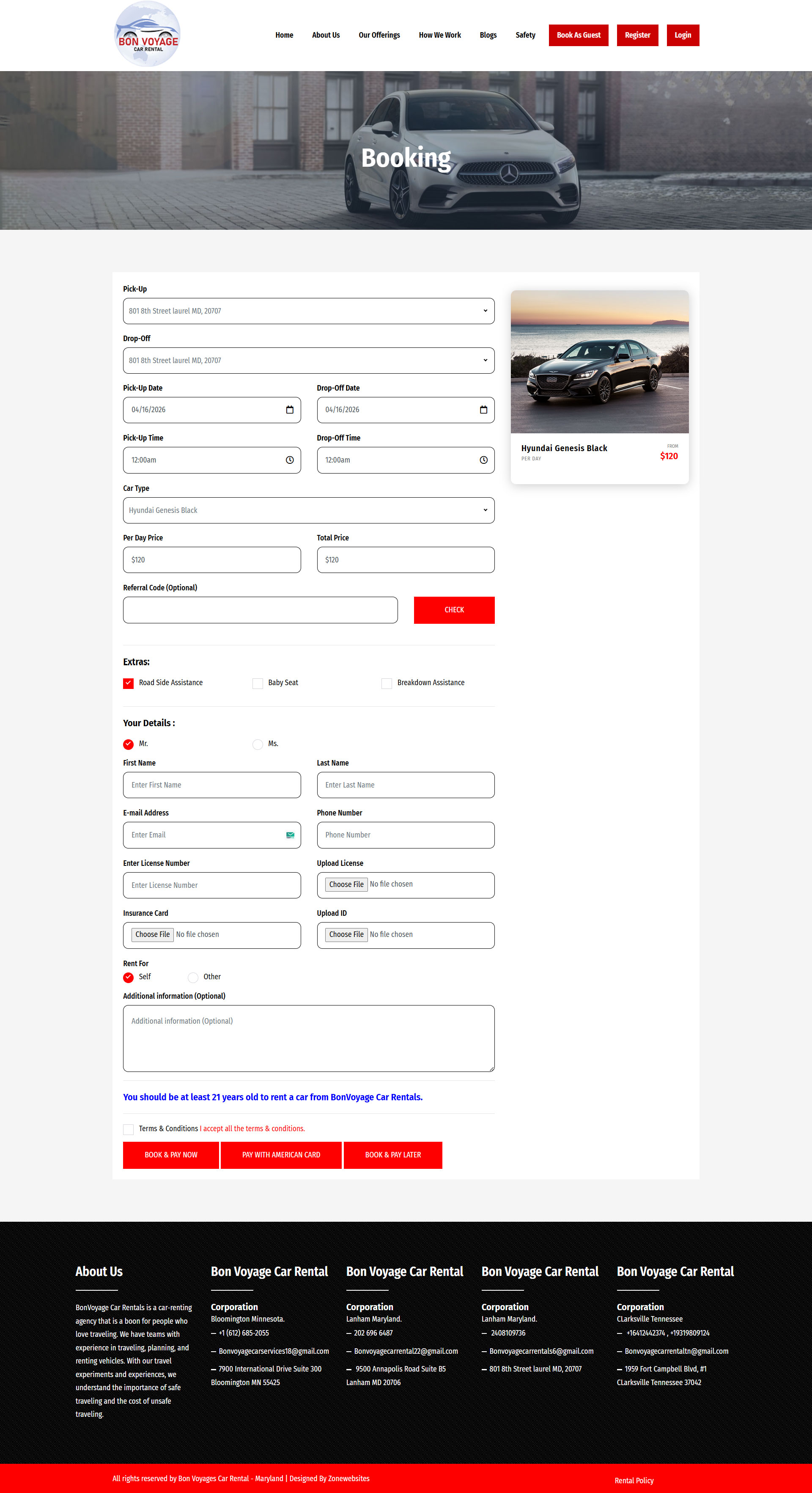 Bon Voyage booking process partner screenshot